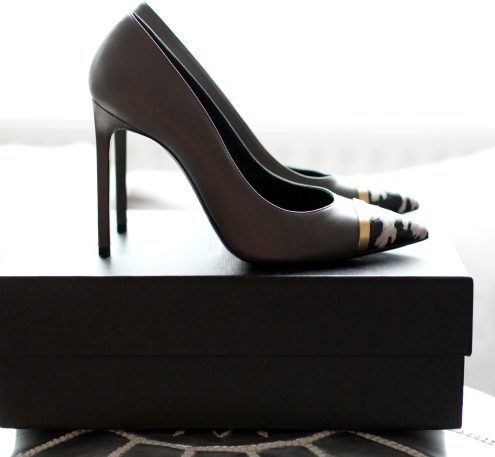 saint laurent python tip heels