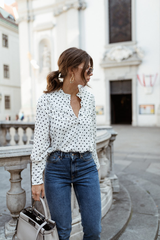 Topshop polka dot store blouse